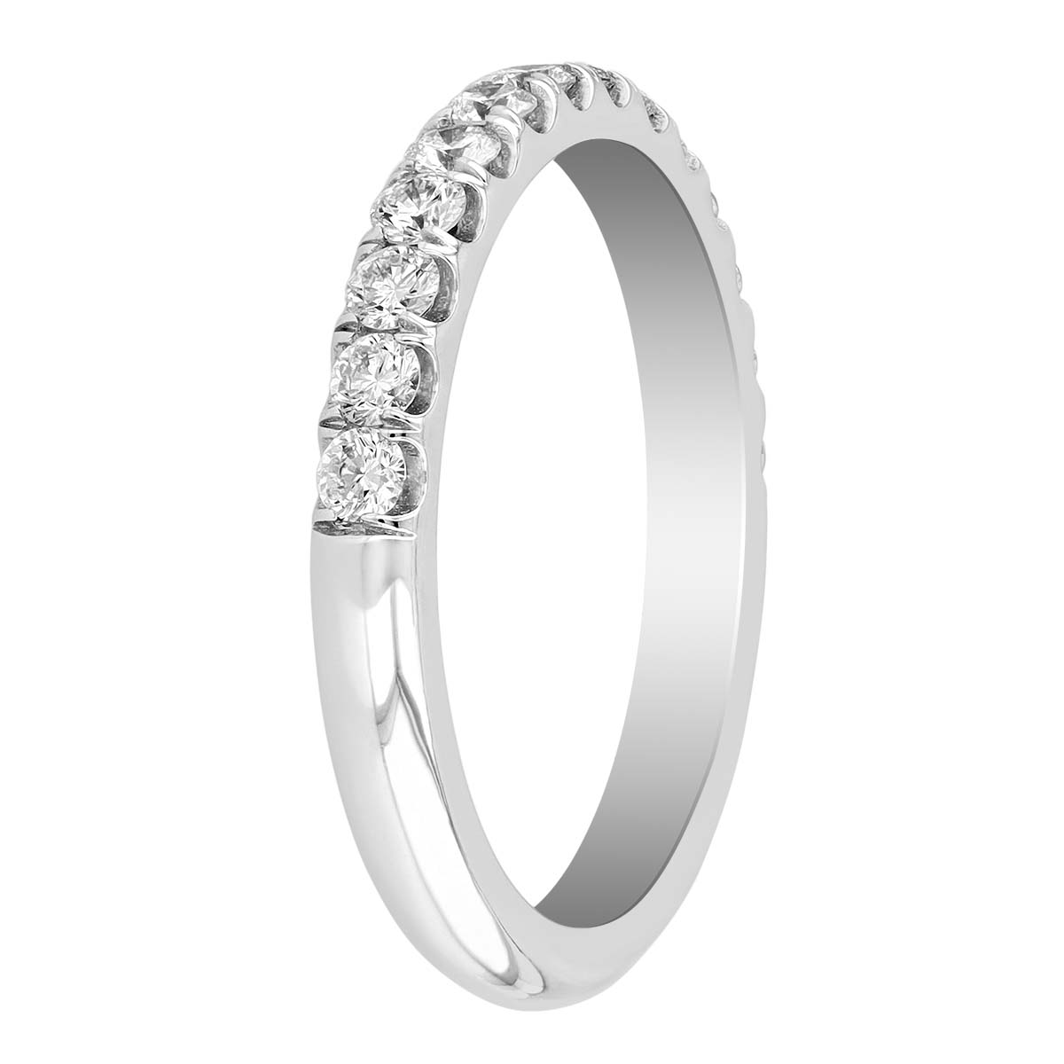 White Gold Round Prong Set Diamond Wedding Band, 0.47 cttw